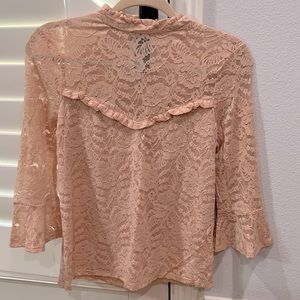 NWT Express Pink Lace Long Sleeve Blouse, Size S